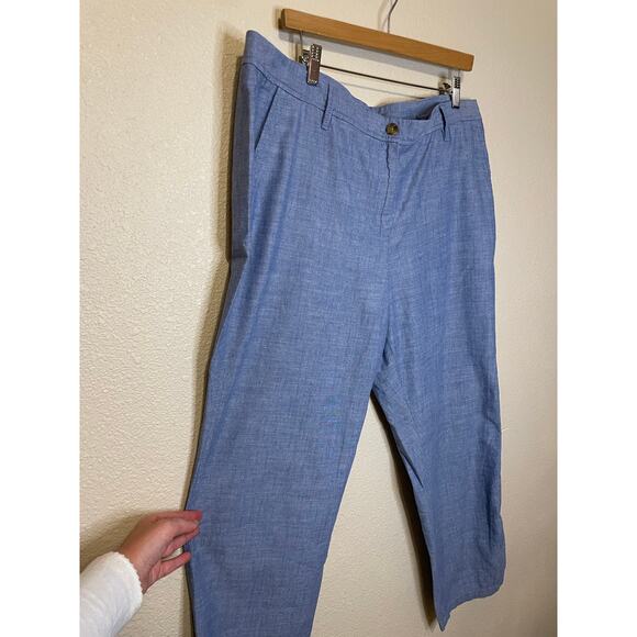 Talbots Relaxed Chino Blue 100% Cotton Causal Workwear Women's Pants Size 16 - Picture 2 of 9